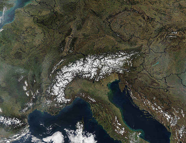 Europe.A2014071.1220.2km Satellite imagery of the Alps from space